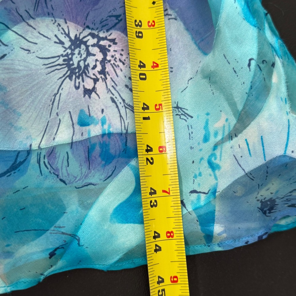 Vintage La Bottega Midi Dress Womens XL Blue Floral Watercolor Tiered Silk Fairy - Picture 6 of 9